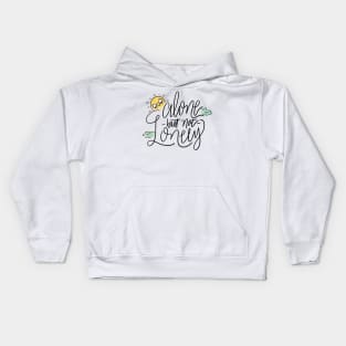 🌟👕Empowered Solitude: Alone But Never Lonely" - Let Your Tee Speak Resilience! 🖋️🌌 Kids Hoodie